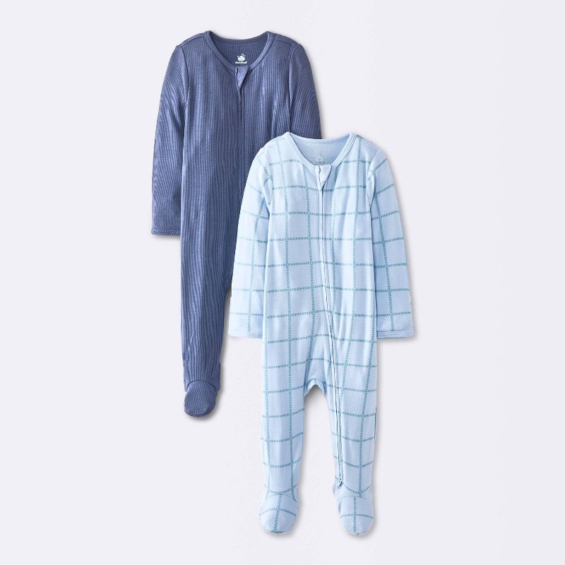 Baby Boys' 2pk Blue So Very Soft Modal Blend Sleep N' Play - Cloud Island™ Blue Newborn