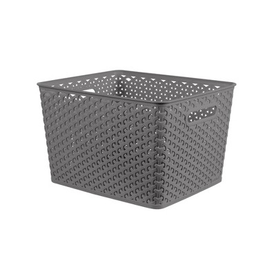 Y-Weave XL Curved Decorative Storage Basket Gray - Brightroom™