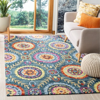 Hand-Knotted Vibrant Medallion 6' Square Wool Area Rug