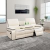 MAYEERTY Power Reclining Sofa, Electric 3-Seat Breathable Leather Recliner with Reversible Coffee Table for Living Room, White - 2 of 4