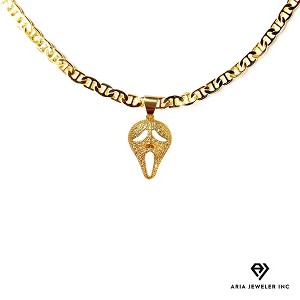 Aria jeweler Inc Chain with Gold Ghost Face Pendent - 1 of 4