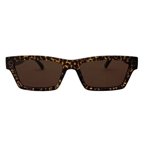 Women s Plastic Rectangle Leopard Print Sunglasses Wild Fable Brown Target