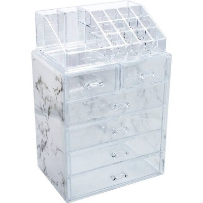 Sorbus Luxe Marble Cosmetic Makeup and Jewelry Storage Case Display Organizer