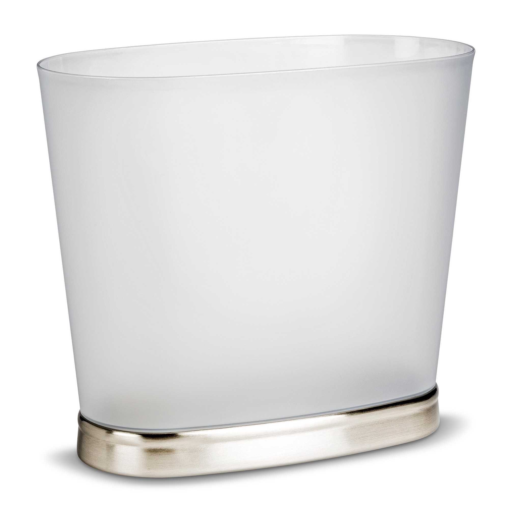 Wastebasket ID Gina Oval Brushed Nickel, Clear Silver