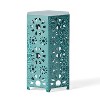 Okak 14" Outdoor Side Table Iron End Table with Sunburst Cut Out Decorative Patio Tables for Porch Yard Balcony Deck Lawn Indoor, Teal - 4 of 4