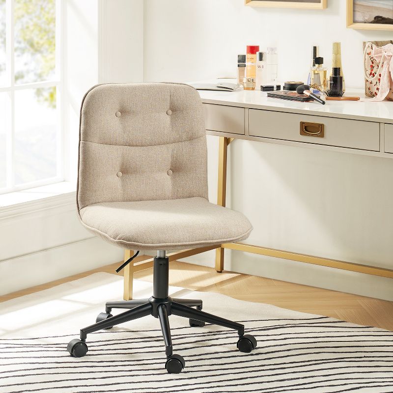 Andy Mid-century Modern Upholstered Armless Swivel Task Chair with Tufted Back |Artful Living Design, 3 of 11