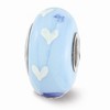 Black Bow Jewelry Fenton Blue Hand Painted Snowman Glass & Sterling Silver Bead Charm - 3 of 4