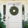 Luupatchy 24-Inch Christmas Wreath with Multicolor LED Lights, Pine Cones & Red Berries - Includes Wreath Hanger,Dark Green - 4 of 4
