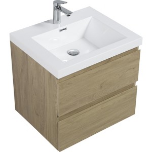 SEVOBAL Bathroom Storage Cabinets, Modern Floating Bathroom Vanity with Sink, Soft Close Drawers, Brown, 23.62"*19.69"*22.44" - 1 of 4