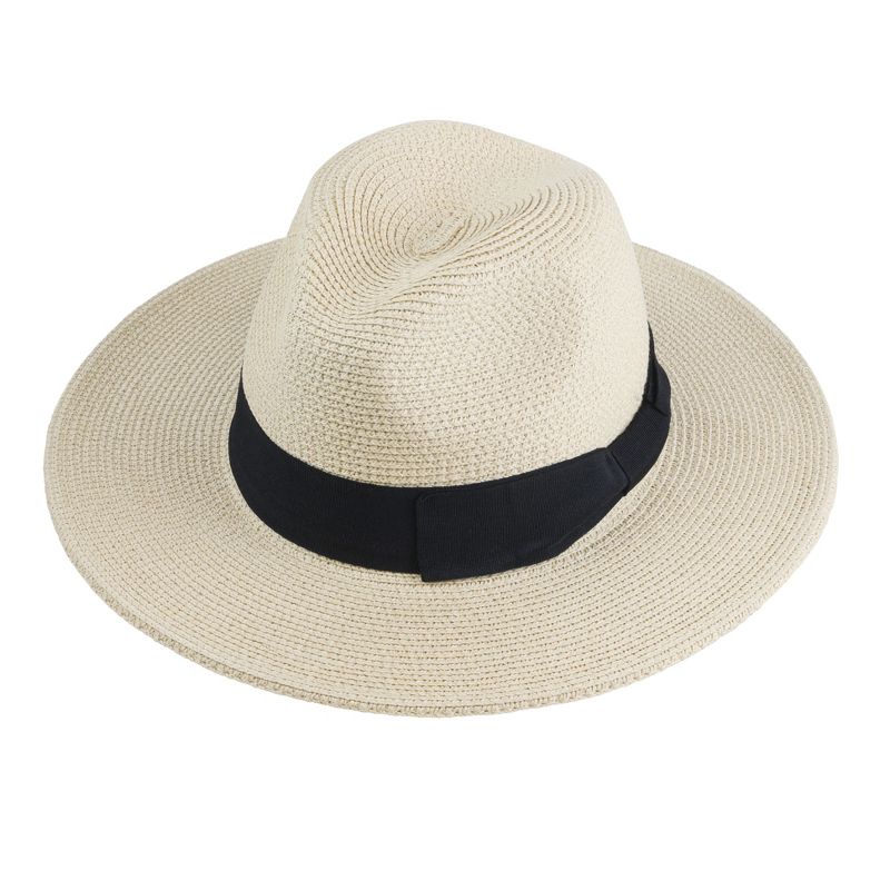 Debra Weitzner Women’s Fedora Sun Hat – Wide Brim UV Protection Packable Beach Hat Large Beige