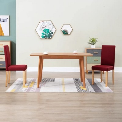 vidaXL Dining Chairs, 2 Pcs, Red Fabric