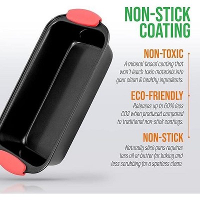 NutriChef Non-Stick Carbon Steel Loaf Pan with Red Silicone Handles