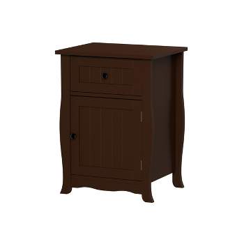 Hastings Home End Table with Storage Drawer & Cabinet, Dark Brown