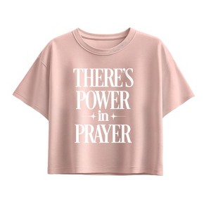 Girls' - Instant Message - Theres Power In Prayer Short Sleeve Boxy Graphic T-Shirt - 1 of 3