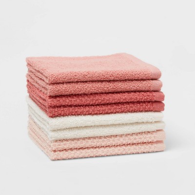 8pc 12"x12" Kids' Washcloth Set Pink - Pillowfort™