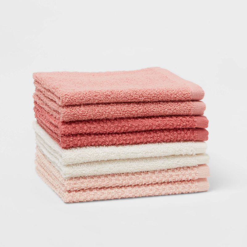 8pc 12&#34;x12&#34; Kids&#39; Washcloth Set Pink - Pillowfort&#8482;, 1 of 9