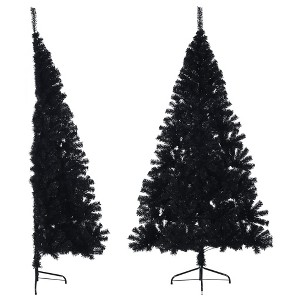 vidaXL Artificial Half Christmas Tree with Stand Black 6 ft PVC - 1 of 4