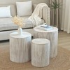 Lyngins Rustic Nesting Side Table Set of 3 – Stump-Style Wood Grain Round End Table for Living Room, Distressed Nightstand, Small Coffee Table - 2 of 4