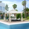 Resenkos Outdoor Garden Gazebo, Sunshade Gazebo Canopy,10' x 10' Double Roof Outdoor Gazebo Canopy Shelter with Netting, Cream White - 3 of 4