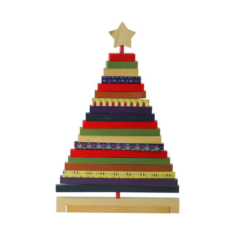 Northlight 15.5" Beige and Red Adjustable Wooden Christmas Tree Tabletop Decor, 2 of 4