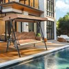 Pamapic 3-Person Metal Patio Swing with Canopy and Cushions - 2 of 4