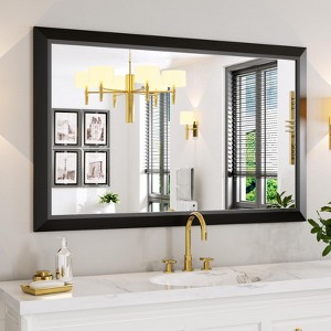 Apmir High-Strength Tempered Glass and Aluminum Alloy Framed French Cleat Mounted Wall Decor Mirror in matte black with 5-Year Warranty - 1 of 4