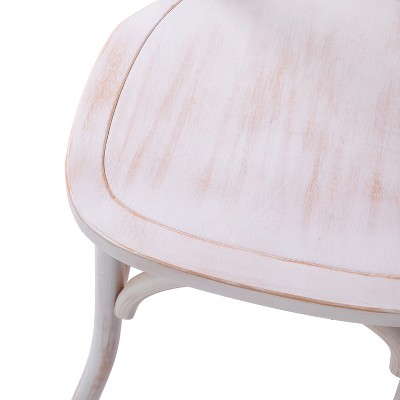 Elegant Lime Wash Solid Elm Wood X-Back Side Chair