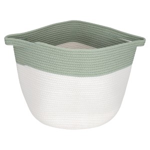 Nat & Jules Two Tone Cream and Green 12 inch Woven Fabric Storage Basket - 1 of 1