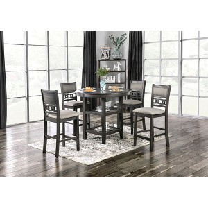 5-Piece Counter Height Dining Set with Open Shelves, Round Table and 4 Chairs - 1 of 4