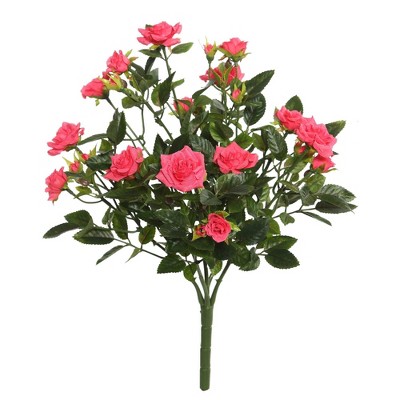 Artificial Mini Diamond Rosa Bush (15") Hot Pink - Vickerman