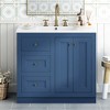 Vynxaria 36 inch Blue Single Sink Freestanding Bath Vanity with White Ceramic Top Two Silent Glide Drawers Two Soft Close Doors Adjustable Shelf - 2 of 4