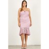 Slickblue Women's Plus Size Lace Strapless Midi Dress, Bodycon Fit, Ruffle Detail, Mauve, Size 1XL-3XL - 3 of 4