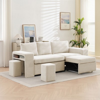 HYLEORY Convertible L Shaped Couch Sofa Bed with Pull Out Bed, Sleeper Sofa with Reversible Chaise for Living Room, Apartment, Bedroom, Office