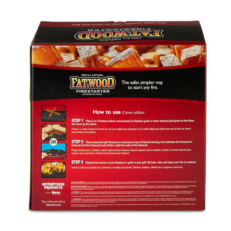 Betterwood 5lb Fatwood Natural Pine Firestarter (2 Pack) for Campfire, BBQ, or Pellet Stove; Non-Toxic and Water Resistant, 5 of 8