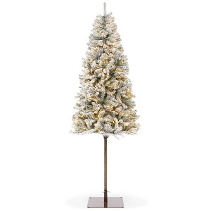 Casafield Pencil Pre-Lit Alpine Fir Realistic Artificial Holiday Christmas Tree with Metal Stand - 1 of 4