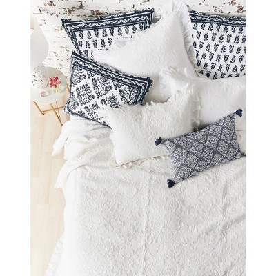Indigo and White Cotton Voile Standard Sham