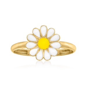 Ross-Simons White and Yellow Enamel Daisy Ring in 14kt Yellow Gold - 1 of 4