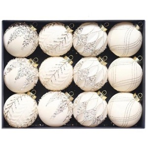 3.15-Inch Christmas Ornaments, 12-Pack Flocked & Hand-Painted, Shatterproof Holiday Decor for Tree, Wreaths, & More - 1 of 4