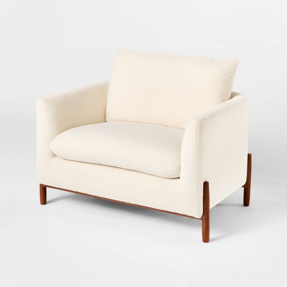 Photos - Sofa Elroy Oversized Accent Chair Cream Faux Shearling - Threshold™ with Studio