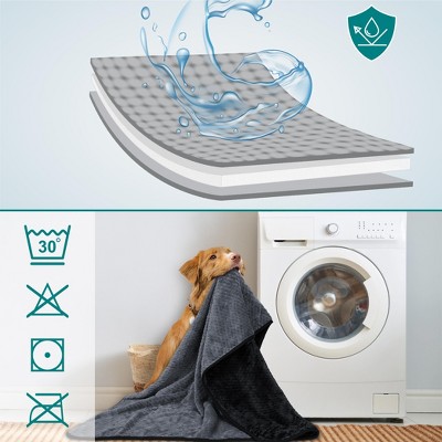 Large Black and Gray Waterproof Fleece Pet Blanket