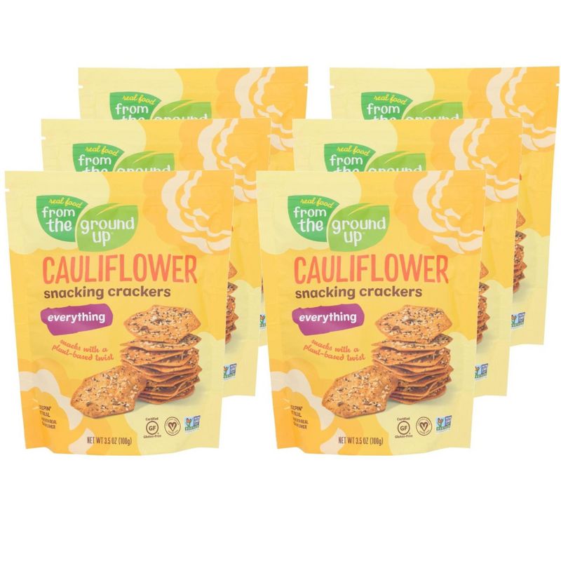 Real Food From The Ground Up Everything Cauliflower Snacking Crackers - Case of 6/3.5 oz, 1 of 7