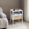 Wooakway 15.75"L 21.26"H 13.78"D Rattan End Table Side Table Nightstand with Adjustable Feet Power Outlet USB Ports for Living Room Bedroom - 4 of 4