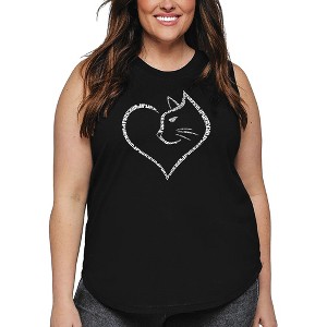 LA Pop Art Cat Heart - Women's Word Art Tank Top - 1 of 4