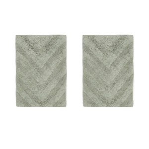 Hugo 2-Piece Bath Rug Set 100% Premium Cotton Tufted Chevron Pattern Bathmats for Bathroom, Super Soft Absorbent Machine Washable - 1 of 4