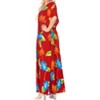 LA LEELA Women's House Daily Routine Evening Wear Holiday Casual Loungewear Loose Slit Dress Caftan Maxi House Sleep Shirt for Women 2X-3X Red, Floral - 4 of 4