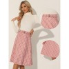 INSPIRE CHIC Women's Tartan Plaid High Waist Belted Vintage A-Line Midi Skirt - 2 of 4