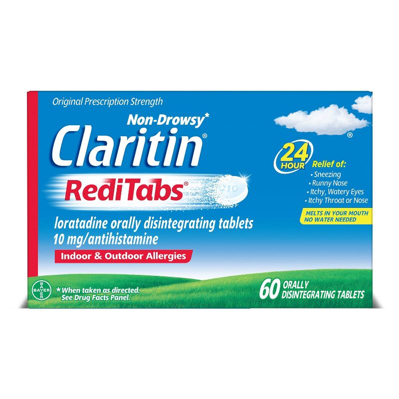Claritin Allergy Relief 24 Hour Non-Drowsy Loratadine RediTab Dissolving Tablets - 60ct, 1 of 10