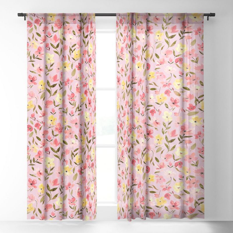 Ninola Design Fresh flowers Pink Single Panel Sheer Window Curtain - Deny Designs, 2 of 7
