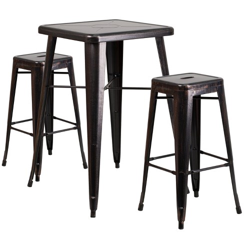 Square Seat Backless Stools, Metal Outdoor Bar Furniture