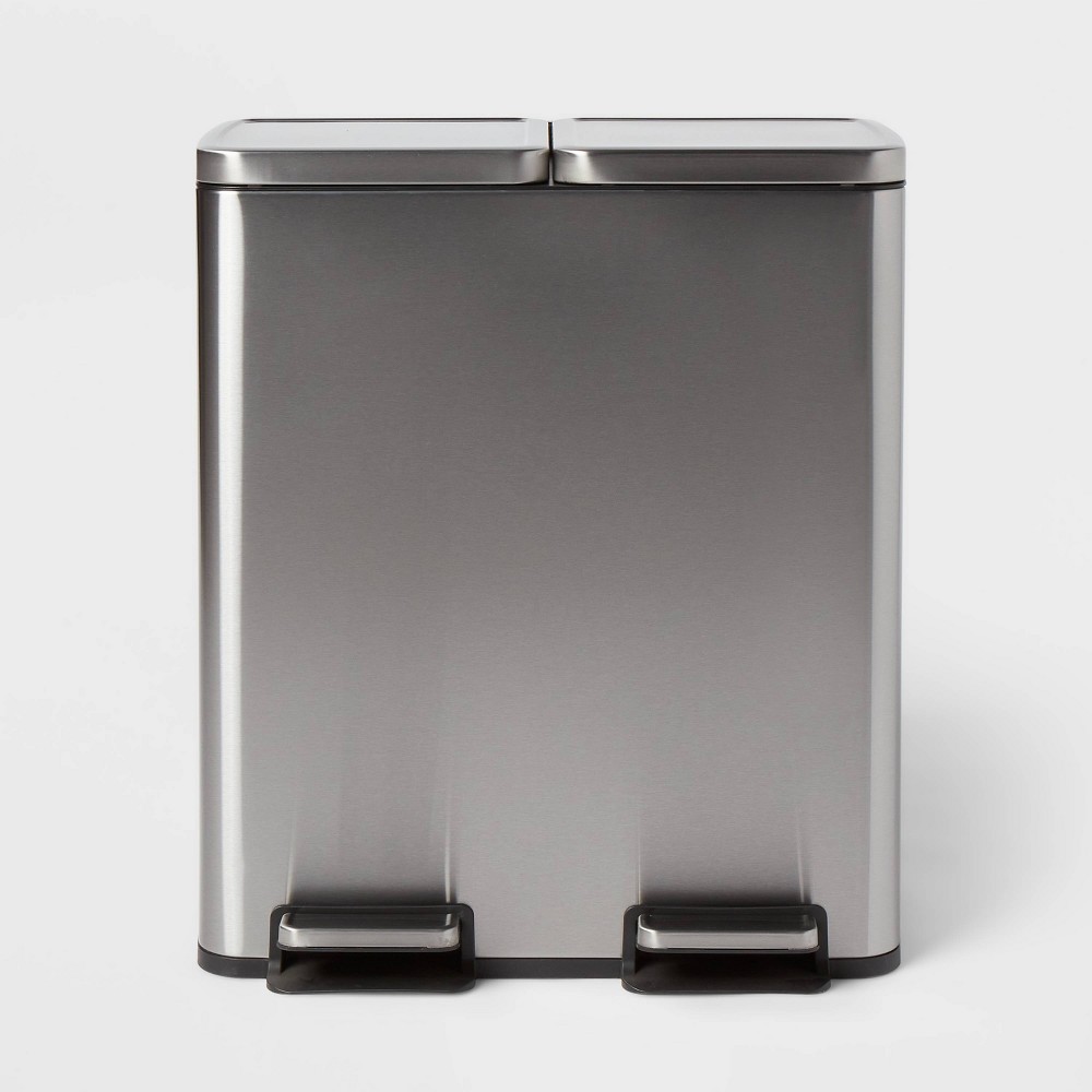 Photos - Waste Bin 60L Stainless Steel Step Trash and Recycle Can - Brightroom™